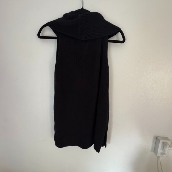 Banana Republic Black Ribbed Cowl Turtleneck Sleeveless Sweater Knit Size Medium - Picture 4 of 6